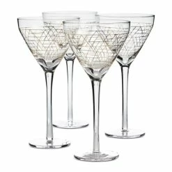 Deals 🔔 Hotel Collection Gold Decal Martini Glasses, Set Of 4, Created For Macy's Clear 🎉
