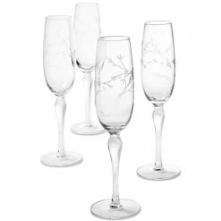 Best deal 😍 Hotel Collection Etched Floral Champagne Flutes, Set Of 4, Created For Macy's Clear 😉