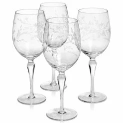 Cheapest 😍 Hotel Collection Etched Floral Wine Glasses, Set Of 4, Created For Macy's Clear 👍